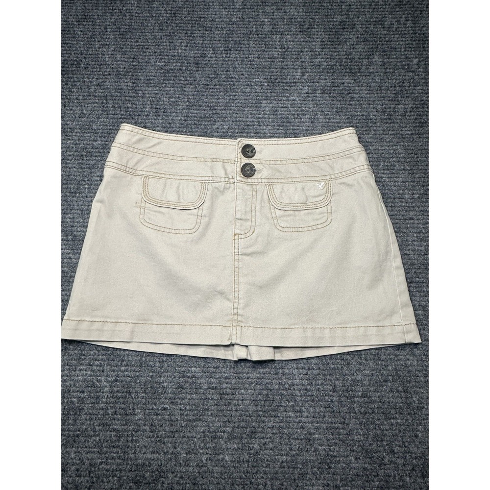 Vintage Y2K American Eagle Outfitters Women's Cream‎ and Tan Skirt Size 4